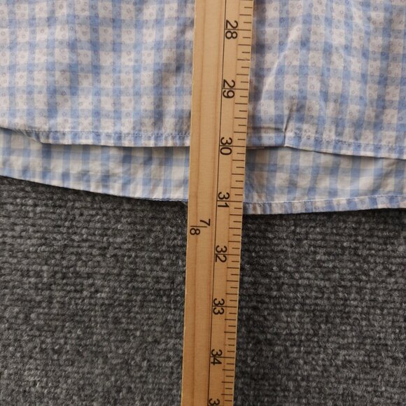 Eton 17.5 Poplin Contemporary Check Geometric Cotton Blue Convertible Cuff Men - Picture 15 of 16